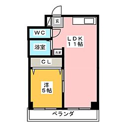 朝田ハイツ 1LDKの間取図画像