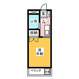 ビューラー三ケ島パート2 1Kの間取図画像