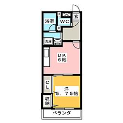 ライオンズプラザ所沢 1DKの間取図画像