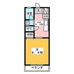 エクセル所沢 1Kの間取図画像
