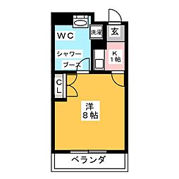 リブシス浦和常盤 3階1Kの間取り