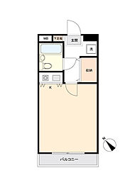 ソシアーレミラン武蔵浦和パートII 3階ワンルームの間取り