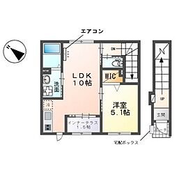 藤 2階1LDKの間取り