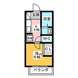 モジュール28 2階1Kの間取り