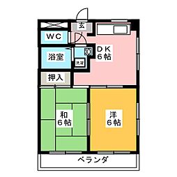 松本ハイツ 2DKの間取図画像