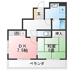 グレイストーエイ1 1DKの間取図画像
