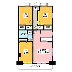 ガーデンコート浦和東 3LDKの間取図画像