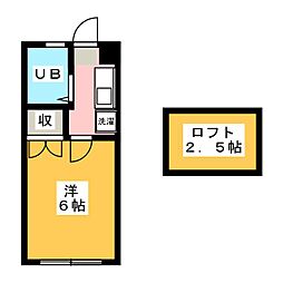 コーポサントーレア 1Kの間取図画像