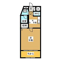 武蔵浦和プラザ 1Kの間取図画像