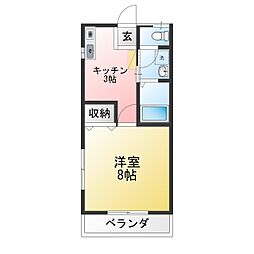 シェルハウス2 1Kの間取図画像