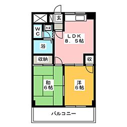 第二春日ビル 2LDKの間取図画像