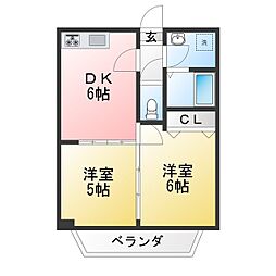 ベルエポック2 2DKの間取図画像