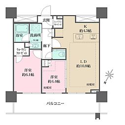URAWA THE TOWER 2LDKの間取図画像