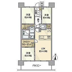 イニシア浦和常盤レジデンス 3LDKの間取図画像