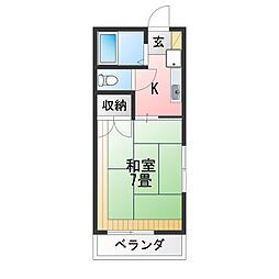 ドミール石栄 1Kの間取図画像