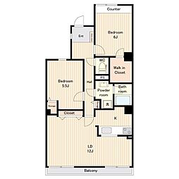 セレーノ大宮E棟 2LDKの間取図画像