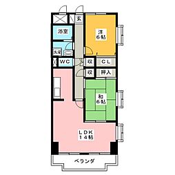サウスウッド 2LDKの間取図画像