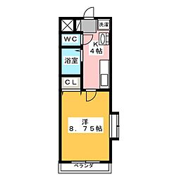 プレステージ24 1Kの間取図画像