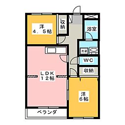 コミネマンション 2LDKの間取図画像