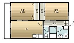 カサ・デ・イケダアスール 2DKの間取図画像