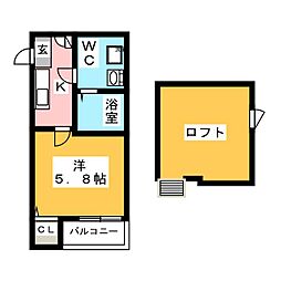 ドリームライン 1Kの間取図画像