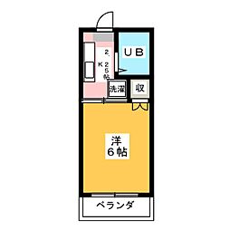 グランデュール本川越 1Kの間取図画像