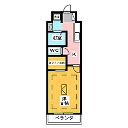 ルネス　エスポワール 2階1Kの間取り