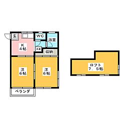 グルニエ1 2DKの間取図画像