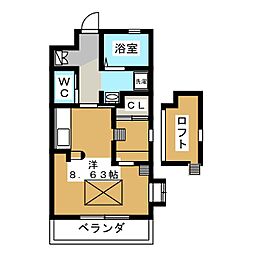 ルネス桜暮1番館 ワンルームの間取図画像