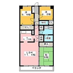 フィオーレ新宿 3LDKの間取図画像