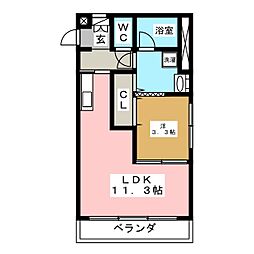 セレッソヴィラナカノ 1LDKの間取図画像