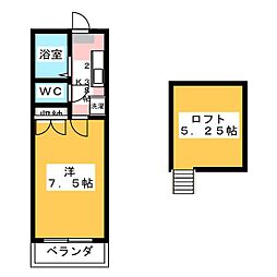 ハウスサンライズ 1Kの間取図画像