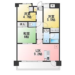 ウィスタリアオーク 3LDKの間取図画像