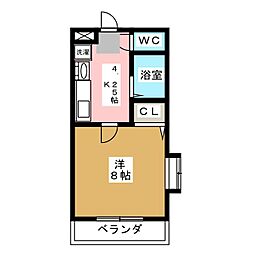 アーバンヒルズ 1Kの間取図画像