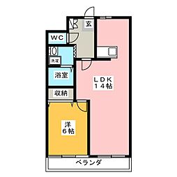 シャンティービル 1LDKの間取図画像