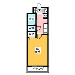 クラリスハイム 1Kの間取図画像