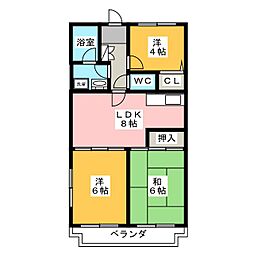 ウィスタリア藤田 3DKの間取図画像