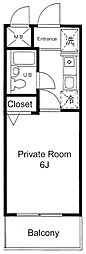 グレース野川 1Kの間取図画像