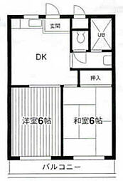 ラベンダーハイツ 2DKの間取図画像