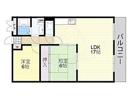 バーンフリート寝屋川 2LDKの間取図画像
