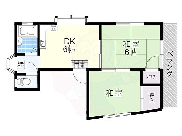 ロイヤルハイム楠根 ｜大阪府寝屋川市楠根南町(賃貸マンション2DK・2階・35.00㎡)の写真 その2