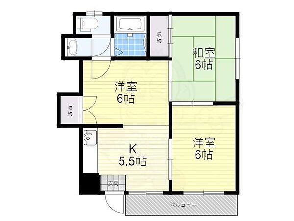 MKドミール ｜大阪府寝屋川市上神田１丁目(賃貸マンション3K・3階・45.00㎡)の写真 その2