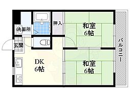 MIWA第3ビル 2DKの間取図画像