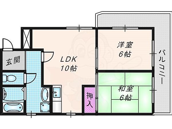 テーゼハイム ｜大阪府寝屋川市寿町(賃貸アパート2LDK・3階・50.00㎡)の写真 その2