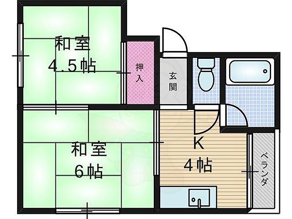 ひまわりハイツ ｜大阪府守口市藤田町６丁目(賃貸マンション2K・3階・32.00㎡)の写真 その2