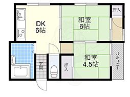 緑町ウエダハイツ 2DKの間取図画像
