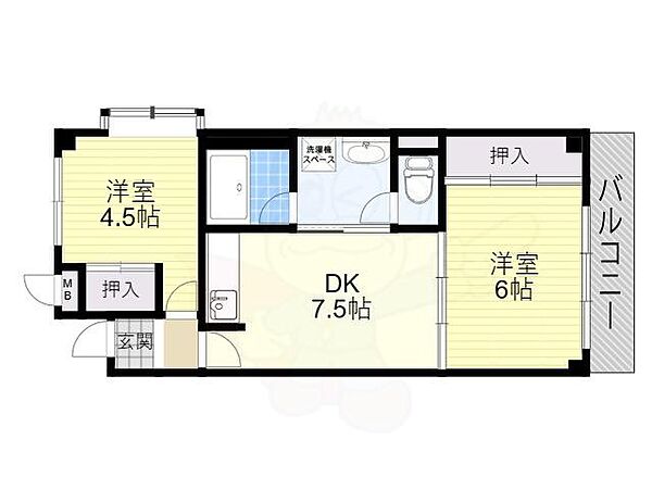 守口コーポ ｜大阪府守口市梶町３丁目(賃貸マンション2DK・2階・45.00㎡)の写真 その2