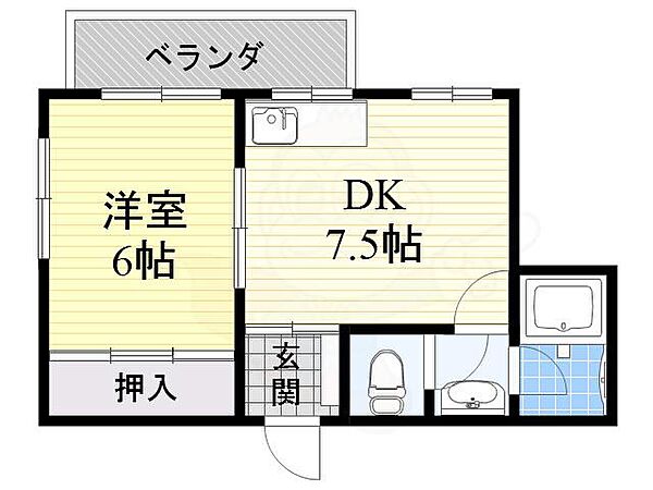 エーデルハイツ豊里 ｜大阪府寝屋川市豊里町(賃貸マンション1DK・4階・30.66㎡)の写真 その2