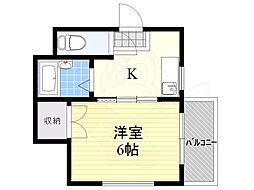 フローラルヴィラ 1Kの間取図画像