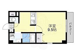 京阪本線 大和田駅 徒歩3分の賃貸マンション 2階ワンルームの間取り